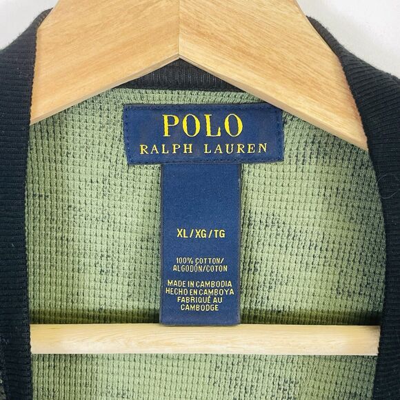Ralph Lauren Polo Green Camo Camouflage Waffle Weave Knit Thermal Shirt Men's XL - Picture 7 of 7